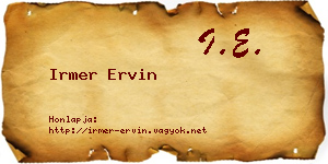 Irmer Ervin névjegykártya